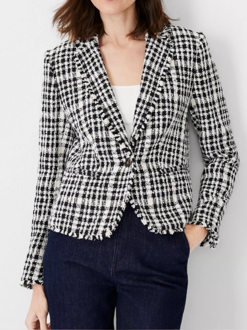 Ann Taylor The Newbury Blazer - Size 16 - Black And White